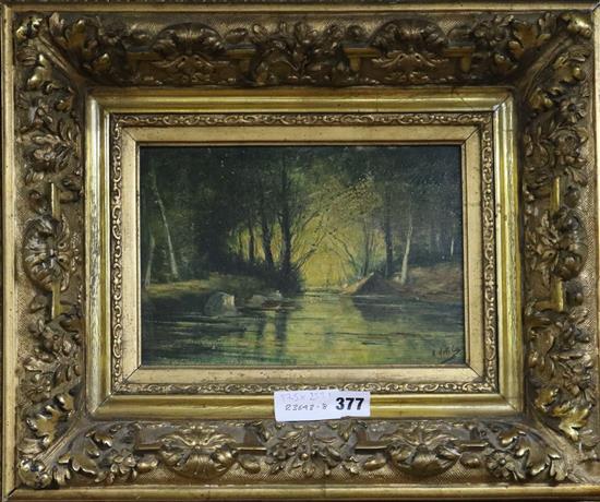 French School, River landscape 17.5 25.5cm